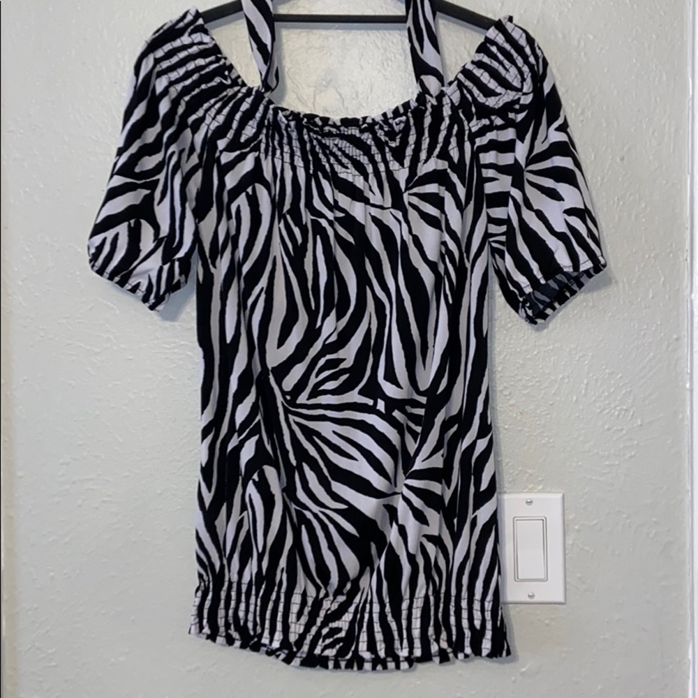 Off the Shoulder Zebra Blouse